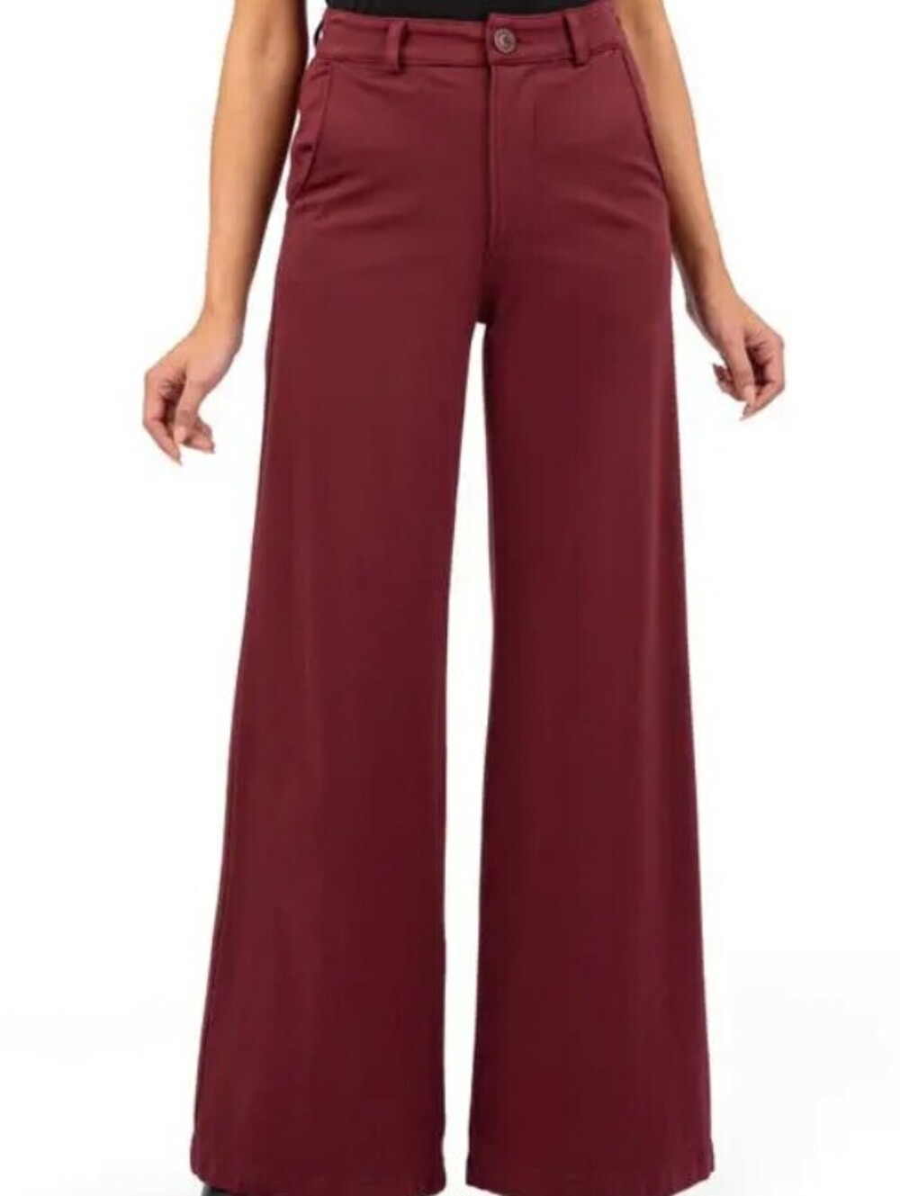 KUT from the Kloth Burgundy Meg High Waist Super Wide Leg Twill Pant - Size - 12
